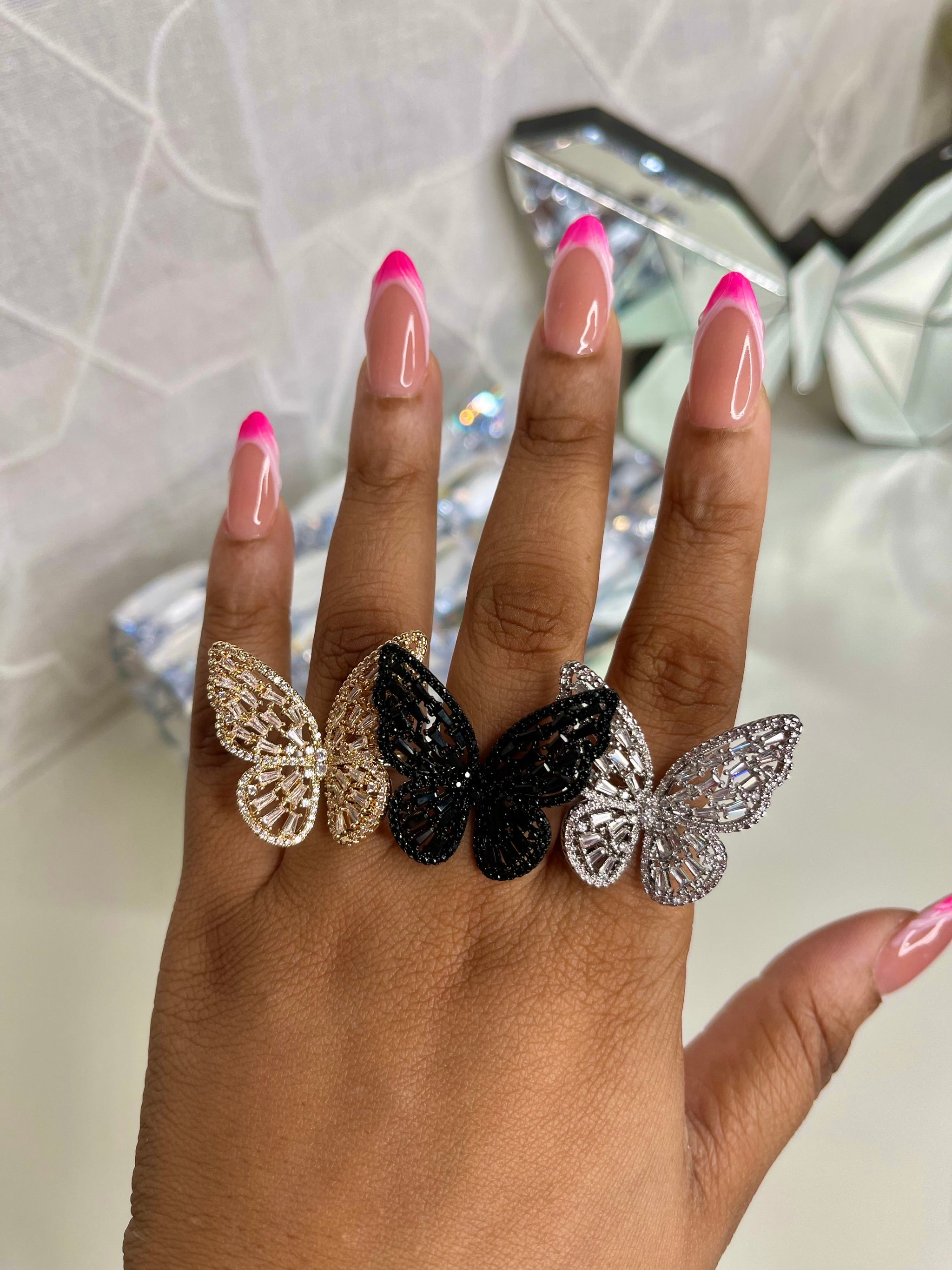 Glam butterfly ring
