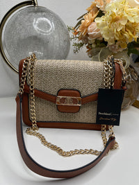 River Island Leather and Straw Bag